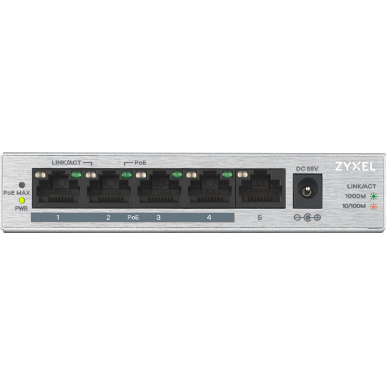 Zyxel GS1005HP Unmanaged Gigabit Ethernet (10/100/1000) Power over Ethernet (PoE) Silver Zyxel GS1005HP Unmanaged Gigabit Ethernet (10/100/1000) Power over Ethernet (PoE) Silver