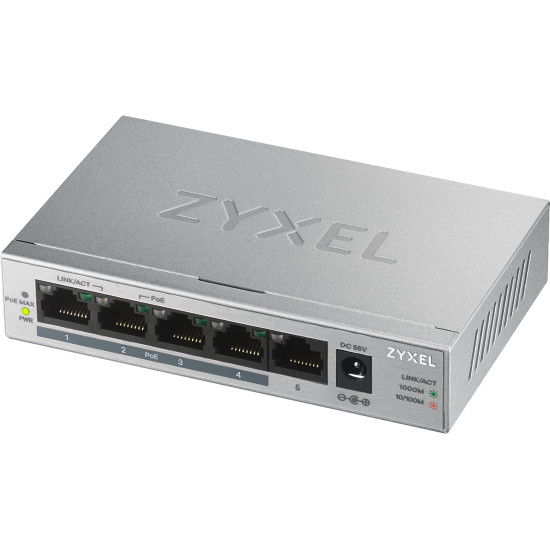 Zyxel GS1005HP Unmanaged Gigabit Ethernet (10/100/1000) Power over Ethernet (PoE) Silver Zyxel GS1005HP Unmanaged Gigabit Ethernet (10/100/1000) Power over Ethernet (PoE) Silver