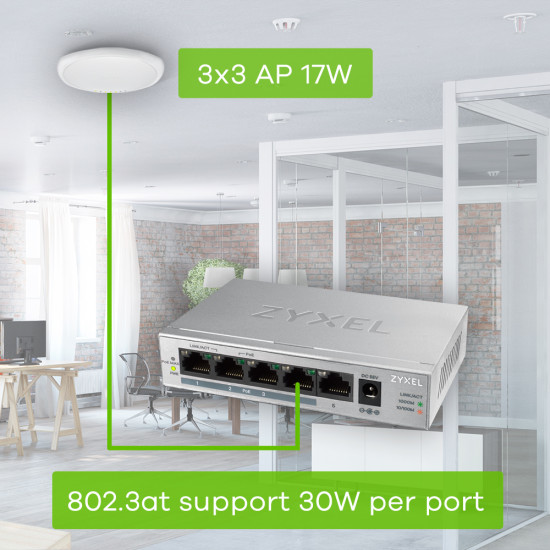 Zyxel GS1005HP Unmanaged Gigabit Ethernet (10/100/1000) Power over Ethernet (PoE) Silver Zyxel GS1005HP Unmanaged Gigabit Ethernet (10/100/1000) Power over Ethernet (PoE) Silver