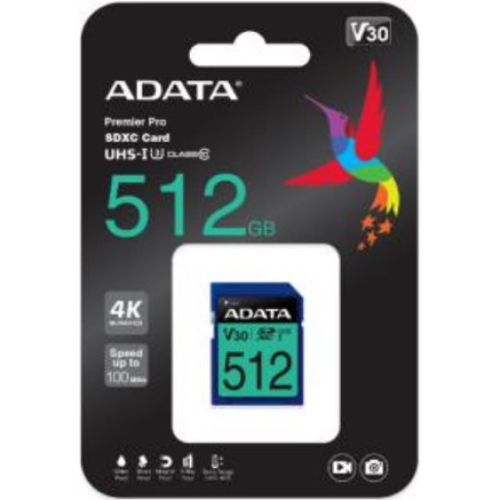 MEMORY SDXC 512GB V30/ASDX512GUI3V30S-R ADATA MEMORY SDXC 512GB V30/ASDX512GUI3V30S-R ADATA