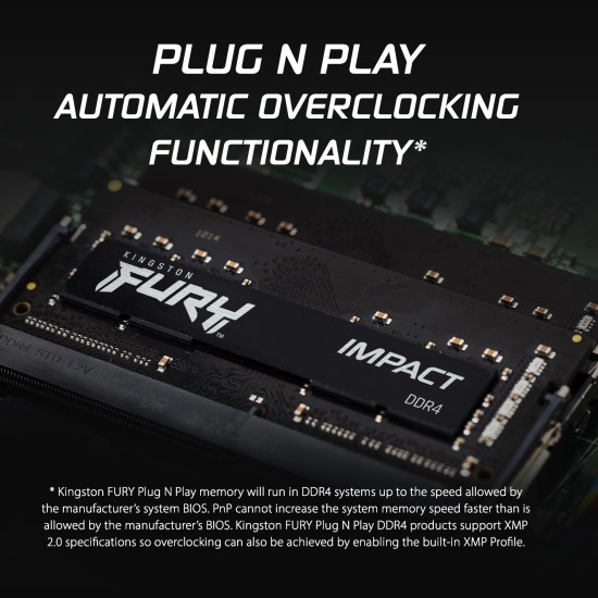 32GB 3200MT/s DDR4 CL20 SODIMM (Kit of 2) FURY Impact 32GB 3200MT/s DDR4 CL20 SODIMM (Kit of 2) FURY Impact