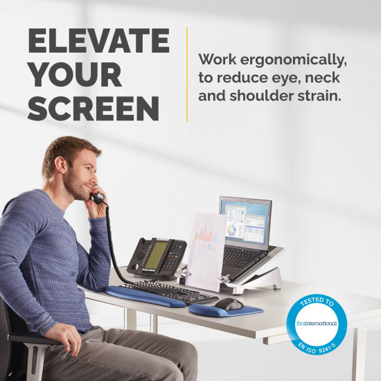 Fellowes Laptop Stand for Desk - Office Suites Plus Adjustable Laptop Stand for the Home and Office - Laptop Riser with 5 Height Adjustments - Max Monitor Size 17", Max Weight 5KG - Black/Silver Fellowes Laptop Stand for Desk - Office Suites Plus Adjustable Laptop Stand for the Home and Office - Laptop Riser with 5 Height Adjustments - Max Monitor Size 17", Max Weight 5KG - Black/Silver