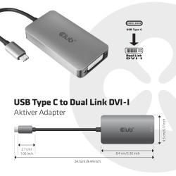 USB3.2 Gen1 Type-C to Dual Link DVI-D HDCP ON version Active Adapter M/F