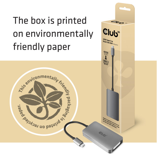 CLUB3D USB3.2 Gen1 Type-C to Dual Link DVI-D HDCP ON version Active Adapter M/F CLUB3D USB3.2 Gen1 Type-C to Dual Link DVI-D HDCP ON version Active Adapter M/F
