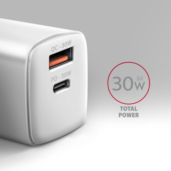 Axagon ACU-PQ30W Ladegerät QC3.0.4.0/AFC/FCP/PPS/Apple+ PD USB-C 30W - weiß - USB Typ C Mobile phone, Smartphone, Smartwatch, Tablet, Universal White AC Fast charging Indoor Axagon ACU-PQ30W Ladegerät QC3.0.4.0/AFC/FCP/PPS/Apple+ PD USB-C 30W - weiß - USB Typ C Mobile phone, Smartphone, Smartwatch, Tablet, Universal White AC Fast charging Indoor