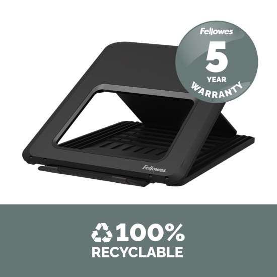 Fellowes Laptop Stand for Desk - Breyta Adjustable Laptop Riser for Home and Office - Portable Laptop Stand with 12 Height Adjustments - Max Laptop Size 14", Max Weight 4KG - Black Fellowes Laptop Stand for Desk - Breyta Adjustable Laptop Riser for Home and Office - Portable Laptop Stand with 12 Height Adjustments - Max Laptop Size 14", Max Weight 4KG - Black