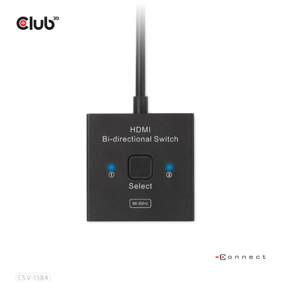 CLUB3D HDMI 2-in-1 Bi-directional Switch for 8K60Hz or 4K120Hz CLUB3D HDMI 2-in-1 Bi-directional Switch for 8K60Hz or 4K120Hz
