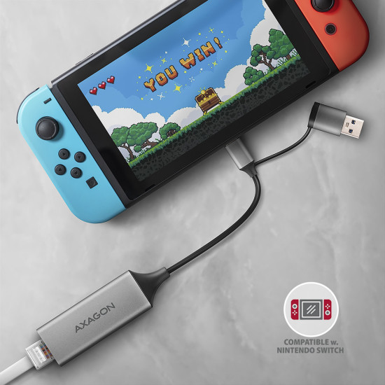 Axagon ADE-TXCA Gigabit Ethernet Adapter USB-C+ USB-A - titangrau - Adapter - Digital/Daten 1000 Mbit/s Axagon ADE-TXCA Gigabit Ethernet Adapter USB-C+ USB-A - titangrau - Adapter - Digital/Daten 1000 Mbit/s