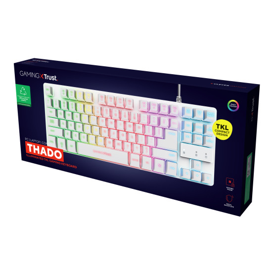 Trust GXT 833W THADO keyboard Gaming USB QWERTY US English White