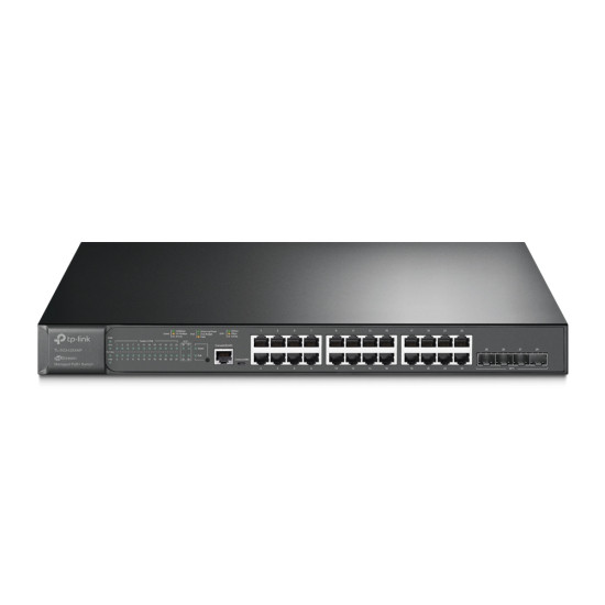 TP-Link JetStream 24-Port Gigabit and 4-Port 10GE SFP+ L2+ Managed Switch with 24-Port PoE+ TP-Link JetStream 24-Port Gigabit and 4-Port 10GE SFP+ L2+ Managed Switch with 24-Port PoE+