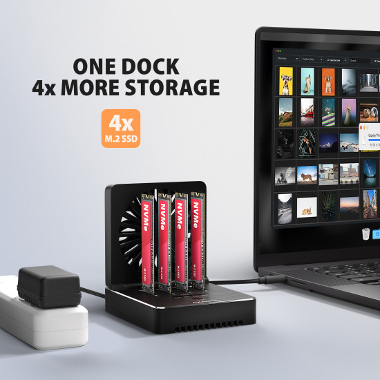 ADSA-M2C44 USB4 docking station for 4x M.2 NVMe SSDs, cloning