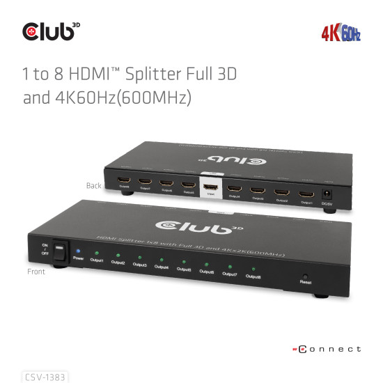 1 to 8 HDMI™ Splitter Full 3D and 4K60Hz(600MHz) 1 to 8 HDMI™ Splitter Full 3D and 4K60Hz(600MHz)