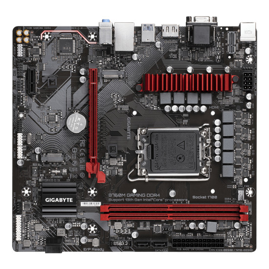 Mainboard|GIGABYTE|Intel B760 Express|LGA1700|Micro-ATX|Memory DDR4|Memory slots 2|1xPCI-Express 3.0 1x|1xPCI-Express 4.0 16x|2xM.2|1x15pin D-sub|1xHDMI|1xDisplayPort|2xAudio-In|1xAudio-Out|2xUSB 2.0|3xUSB 3.2|1xUSB-C|1xPS/2|1xRJ45|B760MGAMINGDDR41.1