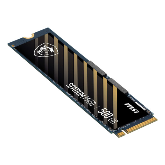 SSD|MSI|SPATIUM M450|500GB|M.2|PCIe Gen4|NVMe|3D NAND|Write speed 2300 MBytes/sec|Read speed 3600 MBytes/sec|2.15mm|TBW 300 TB|MTBF 1500000 hours|S78-440K380-P83