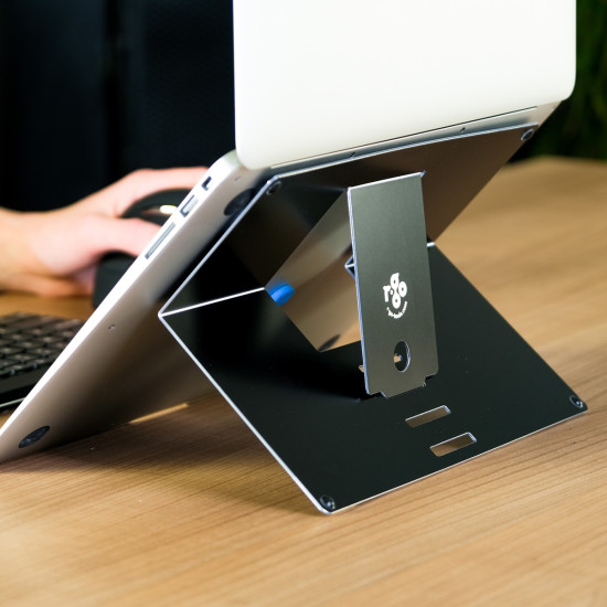 Laptop stand R-Go Riser Attachable, adjustable, integrated with your laptop, aluminum, black