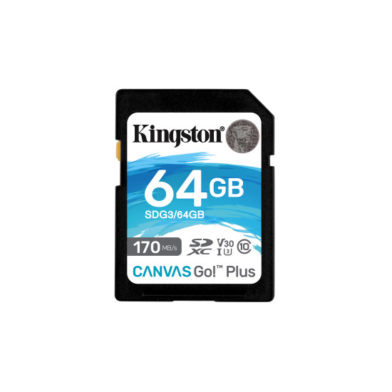 Kingston Technology Canvas Go! Plus 64GB SDXC Canvas Go Plus 170R C10 UHS-I U3 V30 Kingston Technology Canvas Go! Plus 64GB SDXC Canvas Go Plus 170R C10 UHS-I U3 V30