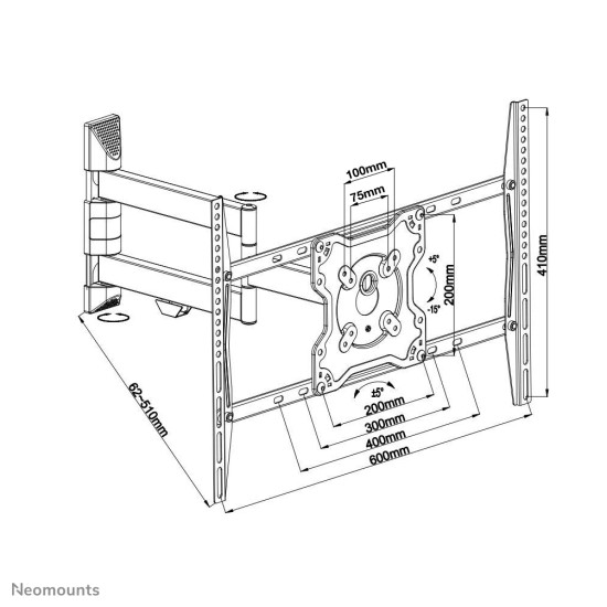 NEWSTAR FLAT SCREEN WALL MOUNT (3 PIVOTS & TILTABLE) 32-60" BLACK