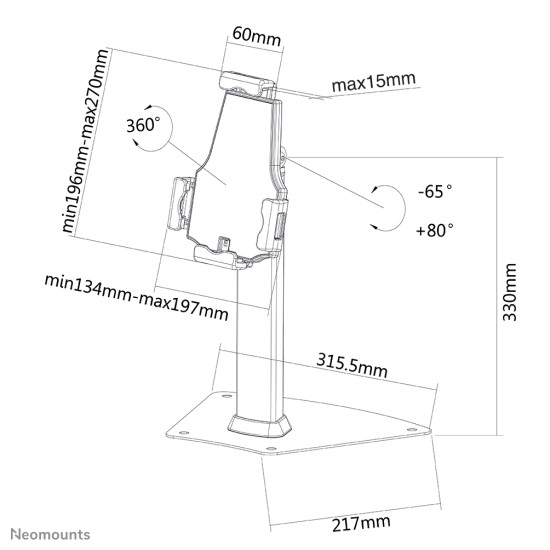 Neomounts TABLET-D150SILVER Tablet stand desk 7.9-10.5" - lockable - universal Neomounts TABLET-D150SILVER Tablet stand desk 7.9-10.5" - lockable - universal