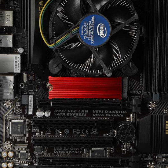 Axagon CLR-M2 computer cooling system M.2 NVMe SSD, Solid-state drive Heatsink/Radiator Black, Red 1 pc(s) Axagon CLR-M2 computer cooling system M.2 NVMe SSD, Solid-state drive Heatsink/Radiator Black, Red 1 pc(s)