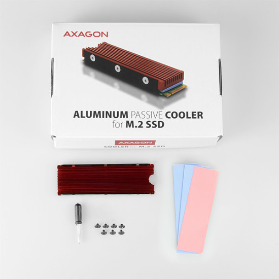 Axagon CLR-M2 computer cooling system M.2 NVMe SSD, Solid-state drive Heatsink/Radiator Black, Red 1 pc(s) Axagon CLR-M2 computer cooling system M.2 NVMe SSD, Solid-state drive Heatsink/Radiator Black, Red 1 pc(s)