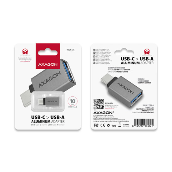 Axagon RUCM-AFA cable gender changer USB type C USB type A Metallic Axagon RUCM-AFA cable gender changer USB type C USB type A Metallic