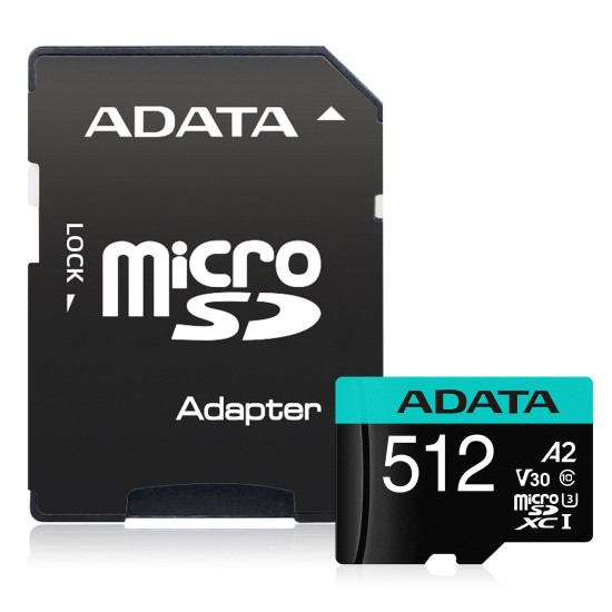 MEMORY MICRO SDXC 512GB W/AD./AUSDX512GUI3V30SA2-RA1 ADATA MEMORY MICRO SDXC 512GB W/AD./AUSDX512GUI3V30SA2-RA1 ADATA