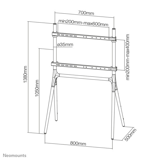 Neomounts NM-M1000WHITE TV floor stand 37-70"