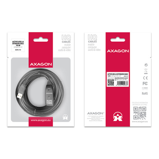 CABLE USB2.0 A-M/A-F ACTIVE/10M ADR-210 AXAGON CABLE USB2.0 A-M/A-F ACTIVE/10M ADR-210 AXAGON