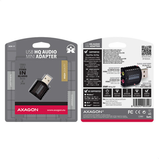 Axagon ADA-17 audio card 2.0 channels USB Axagon ADA-17 audio card 2.0 channels USB