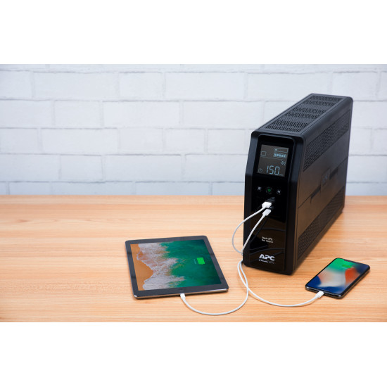 APC Back-UPS Pro, 1600VA/960W, Tower, 230V, 8x IEC C13 outlets, Sine Wave, AVR, USB Type A + C ports, LCD, User Replaceable Battery APC Back-UPS Pro, 1600VA/960W, Tower, 230V, 8x IEC C13 outlets, Sine Wave, AVR, USB Type A + C ports, LCD, User Replaceable Battery