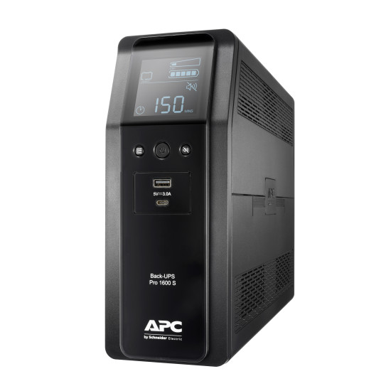 APC Back-UPS Pro, 1600VA/960W, Tower, 230V, 8x IEC C13 outlets, Sine Wave, AVR, USB Type A + C ports, LCD, User Replaceable Battery APC Back-UPS Pro, 1600VA/960W, Tower, 230V, 8x IEC C13 outlets, Sine Wave, AVR, USB Type A + C ports, LCD, User Replaceable Battery