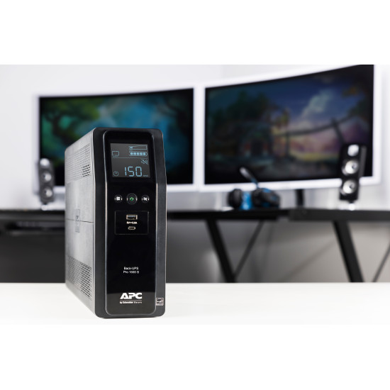 APC Back-UPS Pro, 1600VA/960W, Tower, 230V, 8x IEC C13 outlets, Sine Wave, AVR, USB Type A + C ports, LCD, User Replaceable Battery APC Back-UPS Pro, 1600VA/960W, Tower, 230V, 8x IEC C13 outlets, Sine Wave, AVR, USB Type A + C ports, LCD, User Replaceable Battery
