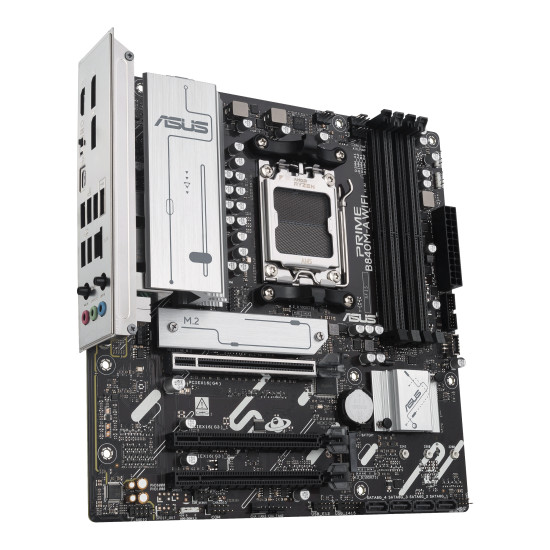 Mainboard|ASUS|AMD B840|SAM5|Micro-ATX|Memory DDR5|Memory slots 4|2xPCI-Express 3.0 16x|1xPCI-Express 4.0 16x|3xM.2|1xHDMI|2xDisplayPort|4xUSB 2.0|2xUSB 3.2|1xUSB-C|1xRJ45|3xAudio port|PRIMEB840M-AWIFI