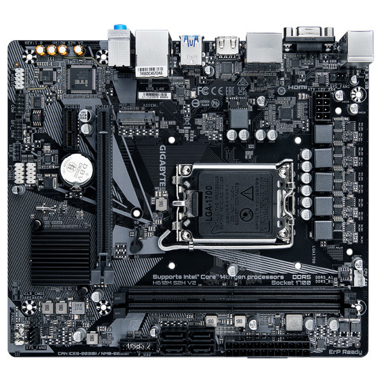 Mainboard|GIGABYTE|Intel H610|LGA1700|Micro-ATX|Memory DDR5|Memory slots 2|1xPCI-Express 3.0 1x|1xPCI-Express 4.0 16x|1xM.2|1x15pin D-sub|1xHDMI|2xDisplayPort|4xUSB 2.0|2xUSB 3.2|1xPS/2|1xRJ45|3xAudio port|H610MS2HV21.0 Mainboard|GIGABYTE|Intel H610|LGA1700|Micro-ATX|Memory DDR5|Memory slots 2|1xPCI-Express 3.0 1x|1xPCI-Express 4.0 16x|1xM.2|1x15pin D-sub|1xHDMI|2xDisplayPort|4xUSB 2.0|2xUSB 3.2|1xPS/2|1xRJ45|3xAudio port|H610MS2HV21.0