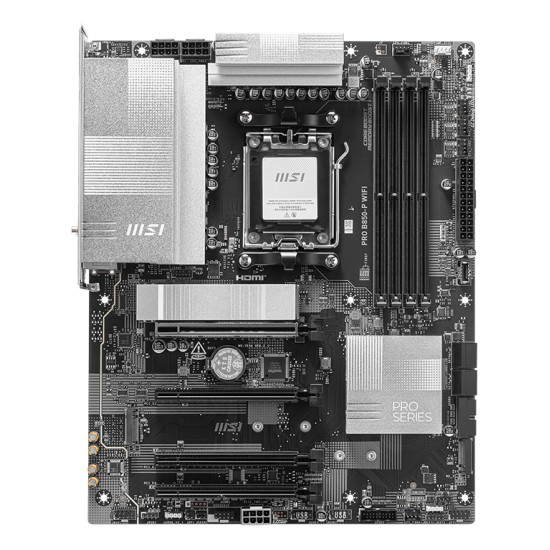 Mainboard|MSI|AMD B850|SAM5|ATX|Memory DDR5|Memory slots 4|4xPCI-Express 16x|3xM.2|1xHDMI|1xAudio-In|1xAudio-Out|4xUSB 2.0|2xUSB 3.2|2xUSB-C|1xOptical S/PDIF|1xRJ45|PROB850-PWIFI Mainboard|MSI|AMD B850|SAM5|ATX|Memory DDR5|Memory slots 4|4xPCI-Express 16x|3xM.2|1xHDMI|1xAudio-In|1xAudio-Out|4xUSB 2.0|2xUSB 3.2|2xUSB-C|1xOptical S/PDIF|1xRJ45|PROB850-PWIFI