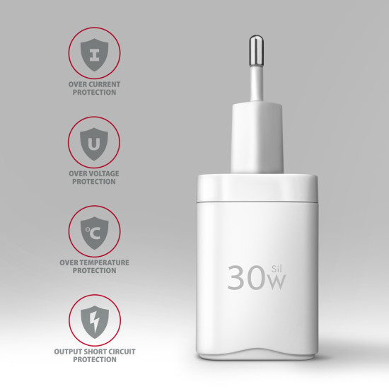 Axagon ACU-PQ30W Ladegerät QC3.0.4.0/AFC/FCP/PPS/Apple+ PD USB-C 30W - weiß - USB Typ C Mobile phone, Smartphone, Smartwatch, Tablet, Universal White AC Fast charging Indoor Axagon ACU-PQ30W Ladegerät QC3.0.4.0/AFC/FCP/PPS/Apple+ PD USB-C 30W - weiß - USB Typ C Mobile phone, Smartphone, Smartwatch, Tablet, Universal White AC Fast charging Indoor