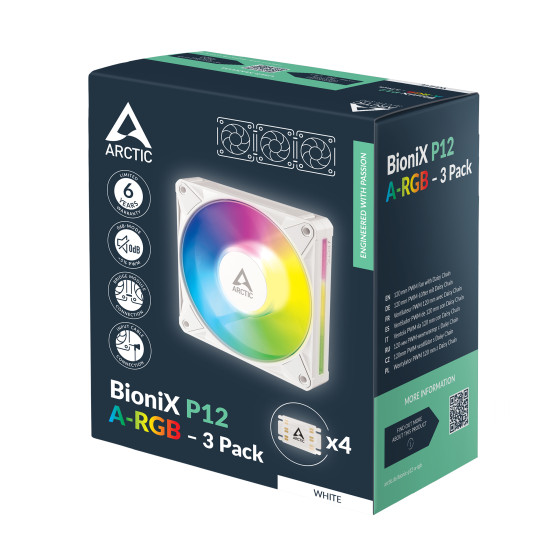 CASE FAN 120MM BIONIX P12 ARGB/3-PACK WHT ACFAN00338A ARCTIC