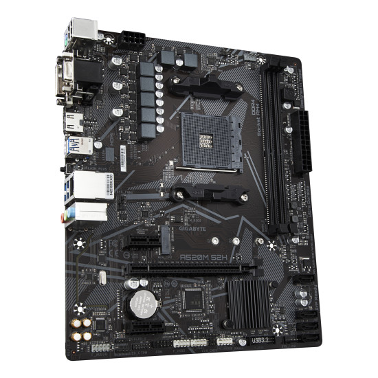 Mainboard|GIGABYTE|AMD A520|SAM4|Micro-ATX|Memory DDR4|Memory slots 2|2xPCI-Express 3.0 1x|1xPCI-Express 3.0 16x|1xM.2|1x15pin D-sub|1xDVI-D|1xHDMI|2xAV-In|1xAV-out|2xUSB 2.0|4xUSB 3.2|1xPS/2|1xRJ45|A520MS2H1.3 Mainboard|GIGABYTE|AMD A520|SAM4|Micro-ATX|Memory DDR4|Memory slots 2|2xPCI-Express 3.0 1x|1xPCI-Express 3.0 16x|1xM.2|1x15pin D-sub|1xDVI-D|1xHDMI|2xAV-In|1xAV-out|2xUSB 2.0|4xUSB 3.2|1xPS/2|1xRJ45|A520MS2H1.3