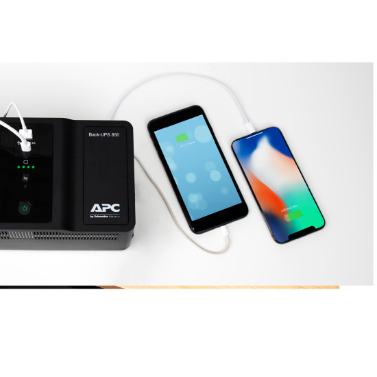APC Back-UPS BE850G2-GR - Emergency power supply 8x socket, 850VA, 2 USB chargers, 1 USB data port APC Back-UPS BE850G2-GR - Emergency power supply 8x socket, 850VA, 2 USB chargers, 1 USB data port