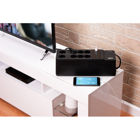 APC Back-UPS BE850G2-GR - Emergency power supply 8x socket, 850VA, 2 USB chargers, 1 USB data port APC Back-UPS BE850G2-GR - Emergency power supply 8x socket, 850VA, 2 USB chargers, 1 USB data port