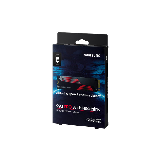 SSD|SAMSUNG|990 PRO with Heatsink|4TB|M.2|PCIe Gen4|NVMe|TLC|Write speed 6900 MBytes/sec|Read speed 7450 MBytes/sec|TBW 2400 TB|MTBF 1500000 hours|MZ-V9P4T0CW SSD|SAMSUNG|990 PRO with Heatsink|4TB|M.2|PCIe Gen4|NVMe|TLC|Write speed 6900 MBytes/sec|Read speed 7450 MBytes/sec|TBW 2400 TB|MTBF 1500000 hours|MZ-V9P4T0CW