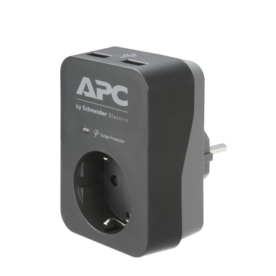 APC ESSENTIAL SURGEARREST 1 OUTLET 2 USB PORTS BLACK 230V SCHUKO