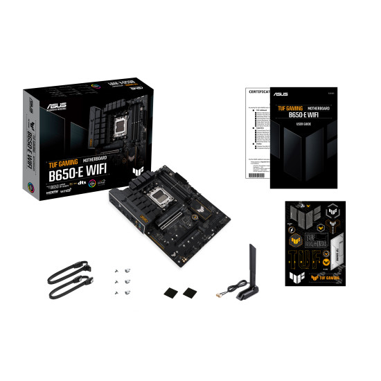Mainboard|ASUS|AMD B650|SAM5|ATX|Memory DDR5|Memory slots 4|1xPCI-Express 3.0 1x|2xPCI-Express 3.0 16x|1xPCI-Express 4.0 16x|3xM.2|1xHDMI|1xDisplayPort|3xUSB 2.0|4xUSB 3.2|1xUSB-C|1xRJ45|5xAudio port|TUFGAMINGB650-EWIFI Mainboard|ASUS|AMD B650|SAM5|ATX|Memory DDR5|Memory slots 4|1xPCI-Express 3.0 1x|2xPCI-Express 3.0 16x|1xPCI-Express 4.0 16x|3xM.2|1xHDMI|1xDisplayPort|3xUSB 2.0|4xUSB 3.2|1xUSB-C|1xRJ45|5xAudio port|TUFGAMINGB650-EWIFI
