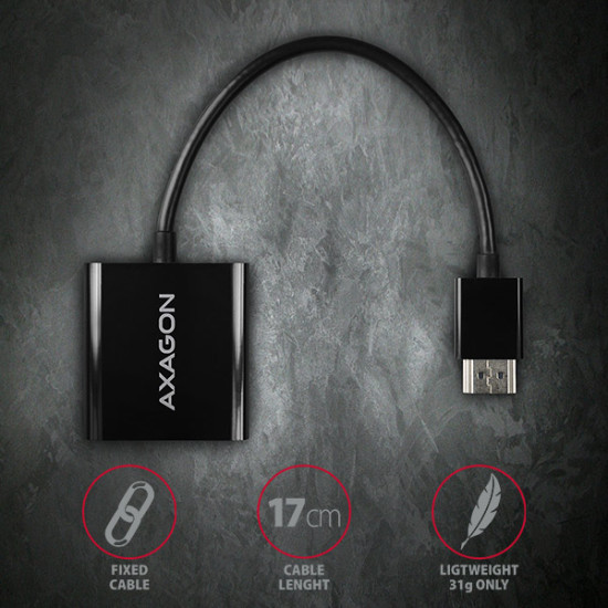 Axagon RVH-VGAN video cable adapter 0.15 m HDMI Type A (Standard) VGA (D-Sub) Black Axagon RVH-VGAN video cable adapter 0.15 m HDMI Type A (Standard) VGA (D-Sub) Black
