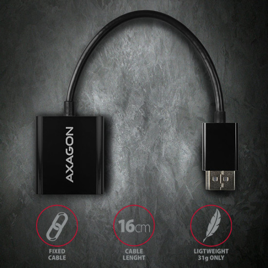 Axagon RVD-VGN video cable adapter 0.15 m DisplayPort VGA (D-Sub) Black Axagon RVD-VGN video cable adapter 0.15 m DisplayPort VGA (D-Sub) Black