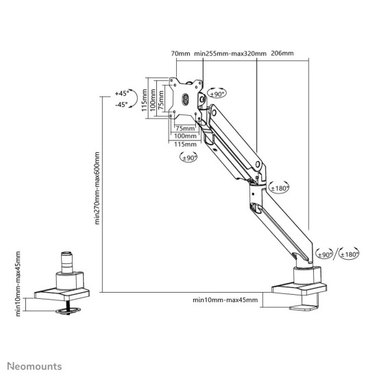 MONITOR ACC DESK MOUNT 10-49"/NM-D775SILVERPLUS NEOMOUNTS