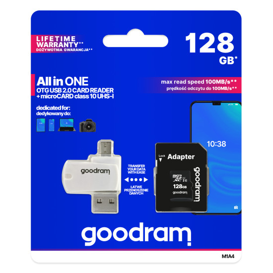Goodram M1A4 All in One 128 GB MicroSDXC UHS-I Class 10 Goodram M1A4 All in One 128 GB MicroSDXC UHS-I Class 10