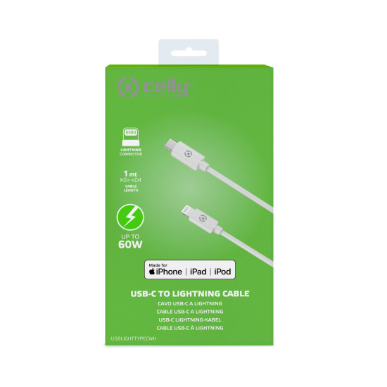 Celly USBLIGHTTYPECWH mobile phone cable White 1 m USB C Lightning Celly USBLIGHTTYPECWH mobile phone cable White 1 m USB C Lightning