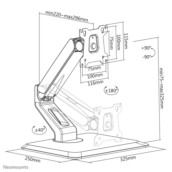 MONITOR ACC DESK MOUNT 10-32"/FPMA-D885BLACK NEOMOUNTS