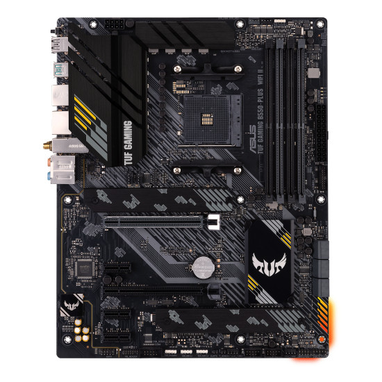 Mainboard|ASUS|AMD B550|SAM4|ATX|Memory DDR4|Memory slots 4|1xPCI-Express 3.0 1x|1xPCI-Express 3.0 4x|1xPCI-Express 4.0 16x|2xM.2|1xHDMI|1xDisplayPort|2xAudio-In|3xAudio-Out|2xUSB 2.0|1xUSB type C|5xUSB 3.2|1xOptical S/PDIF|1xRJ45|TUFGAMB550-PLUSWIFIII Mainboard|ASUS|AMD B550|SAM4|ATX|Memory DDR4|Memory slots 4|1xPCI-Express 3.0 1x|1xPCI-Express 3.0 4x|1xPCI-Express 4.0 16x|2xM.2|1xHDMI|1xDisplayPort|2xAudio-In|3xAudio-Out|2xUSB 2.0|1xUSB type C|5xUSB 3.2|1xOptical S/PDIF|1xRJ45|TUFGAMB550-PLUSWIFIII